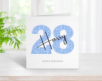 Personalised 28th Birthday Card - Twenty Eighth Birthday Card for 28 Year Old Men Son Grandson Nephew Brother Husband Boyfriend Him BC1187