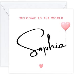 Personalised New Baby Girl Card – Custom Name & Message | Newborn Baby Girl Card, Welcome to the World Card, Newborn Baby Daughter Card