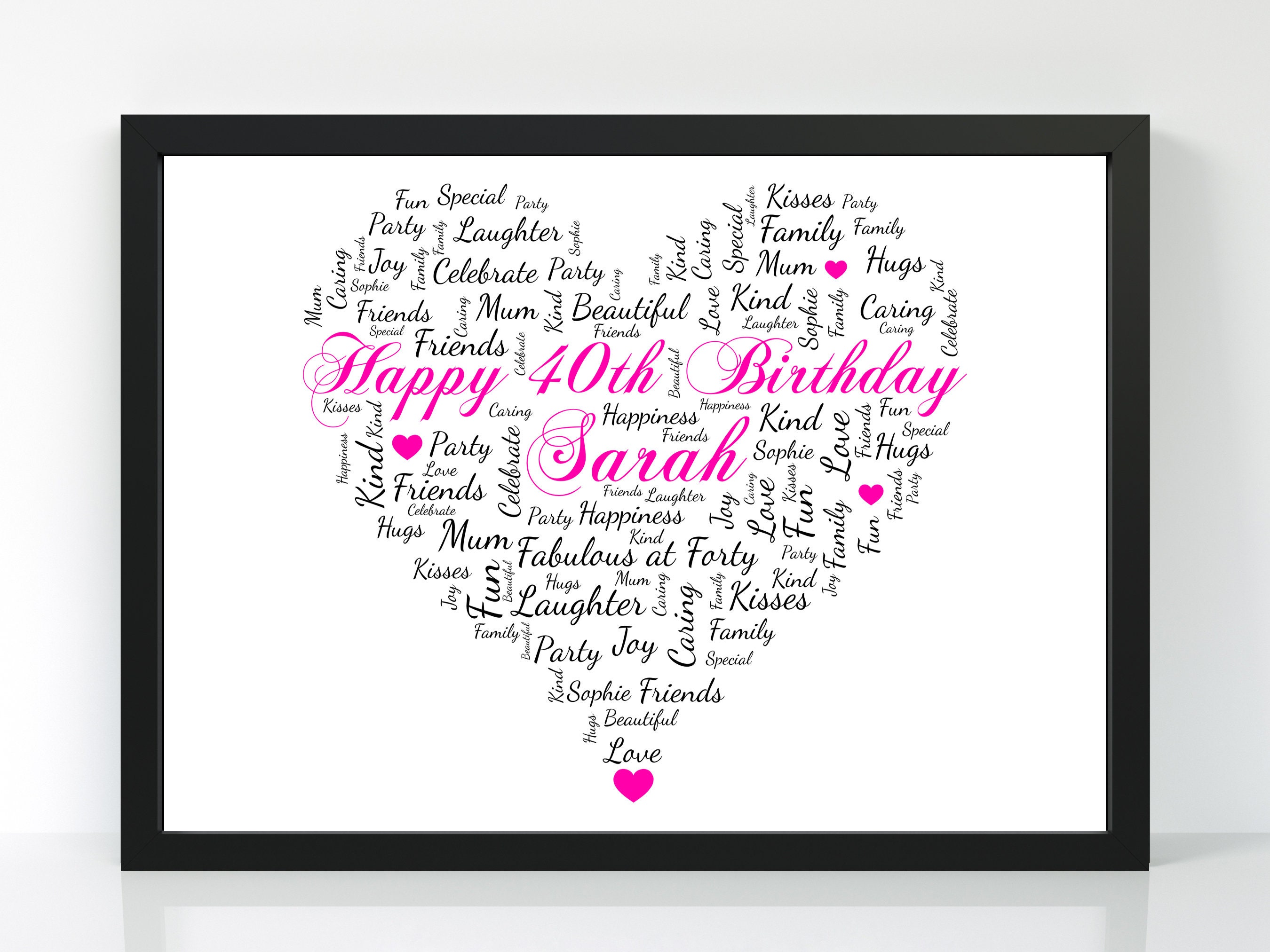 Personalised　Heart　40th　Etsy　Birthday　Gift　Customised　Birthday