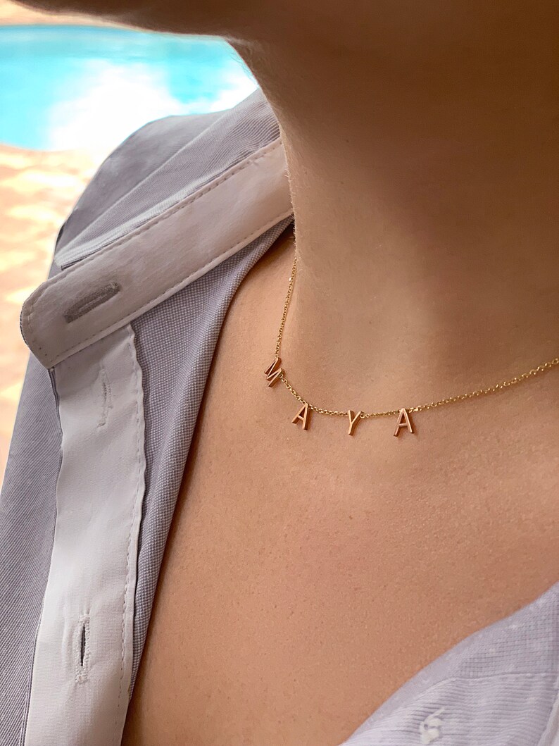 Gold spaced name necklace Clearance