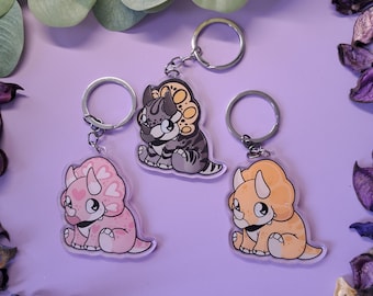 Double Sided Triceratops Acrylic Charm Keychain