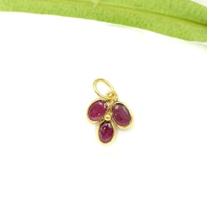 Ruby Gold Charm, 14 k Gold Charm Pendant, Red Ruby Gold Charm, Handmade Gold Charm Pendant, July Birthstone, Gift for her