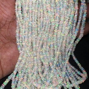 AAA+ ETHIOPIAN OPAL Plain Rondelle Beads,s, Natural Flashy Welo Opal Beads, Wholesale Beads  2mm - 3mm Rainbow Multi Fire Opal Rondelle Bead