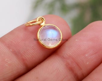 Top Quality Rainbow Moonstone Charm, 14 k Gold Charm, Natural Moonstone Charm,Gold Charm, Charm Pendant, Charm Necklace, Handmade Gold Charm
