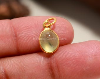 Natural Prehnite 14 k Gold Charm, Gold Charm Pendant, Natural Prehnite Gold Charm, Handmade Gold Charm Pendant, Gift for her