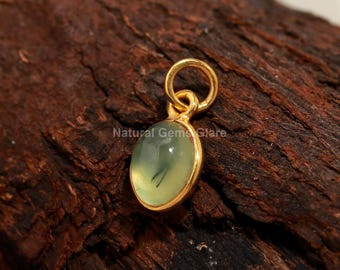Natural Prehnite 14 k Gold Charm, Gold Charm Pendant, Natural Prehnite Gold Charm, Handmade Gold Charm Pendant, Gift for her