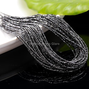 Natural Black Diamond Beads - Rondelle Faceted Beads 2-2.50 MM for Necklaces & Jewelry Making, Genuine Gemstone Supply