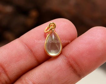 Natural Prehnite 14 k Gold Charm, Gold Charm Pendant, Natural Prehnite Gold Charm, Handmade Gold Charm Pendant, Gift for her