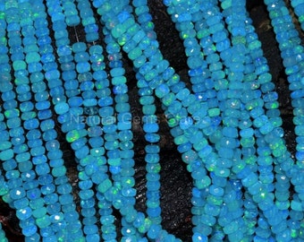 Paraiba Blue Opal faceted  Beads Opal Beads Blue Opal Fire Opal Beads Flashy Opal, Blue Paraiba Opal faceted Rondelle Bead Welo Opal Beads