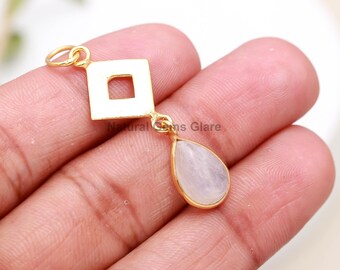 Natuurlijke maansteenbedel, 14 kt gouden bedel, natuurlijke regenboog maansteen bedel, gouden bedel, bedelhanger, bedelketting, handgemaakte gouden bedel