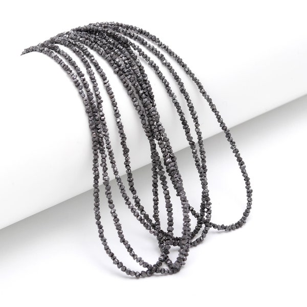 Natural Black Diamond Uncut Beads 2 - 3 mm AAA+ Raw Diamond Beads Raw Rough Diamond Beads Strands Gift For Her Handmade Gift Bracelet