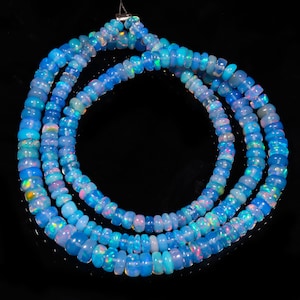 Tanzanite Blue Opal Beads Opal Beads Blue Opal Plain Beads Fire Opal Beads Flashy Opal, Blue Paraiba Opal Smooth Rondelle Bead Welo Opal Bea