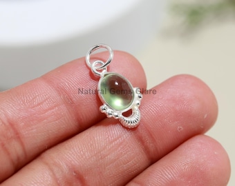 Natural Prehnite 925 Silver Charm, silver Charm Pendant, Natural Prehnite silver Charm, Handmade silver Charm Pendant, Gift for her