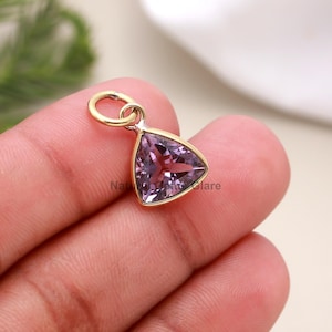 Natural Amethyst Charm Pendant 925 Silver & silver Handmade Necklace - Perfect Gift for Her