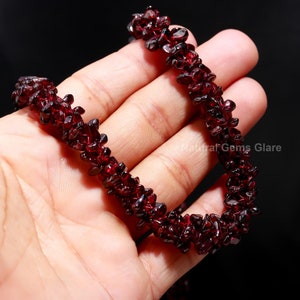 Garnet Uncut  Necklace ,Beaded Garnet Necklace , Handmade Necklace, Vintage Genuine Garnet Smooth Beaded Uncut 12&quot; Necklace Vintage Jewelry.