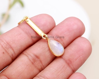 Natuurlijke maansteenbedel, 14 kt gouden bedel, natuurlijke regenboog maansteen bedel, gouden bedel, bedelhanger, bedelketting, handgemaakte gouden bedel