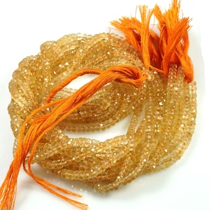 AAA+ Quality Citrine Faceted Rondelle Beads, Citrine Rondelle Beads, Natural Citrine Faceted Beads,3 m4 mm Beads, Citrine+Beads , Wholeasale