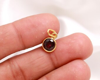14k Gold Rhodolite Charm – January Birthstone Pendant