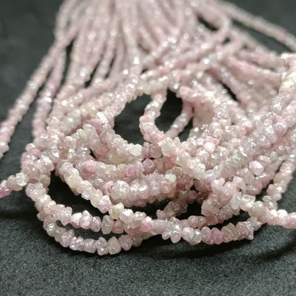 AAA Natural Pink Rough Uncut Diamond Beads PINK RAW Diamond Beads 2 - 3 mm Conflict Free Diamond Strand