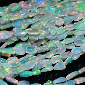 Natural   Ethiopian White Opal Smooth Nuggets Shape Ethiopian Opal Bead White AAA + Opal Tumble Shape beads Opal Plain Beads Fire Opal Beads