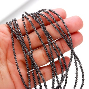 Natural Black Diamond Uncut Beads 2 - 3 mm AAA+ Raw Diamond Beads Raw Rough Diamond Beads Strands Gift For Her Handmade Gift Bracelet