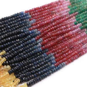 Multi Sapphire Faceted Rondelle Beads Sapphire Multi Beads Multi Rainbow Beads Multi Sapphire Beads Wholesale Bead For Jewelry Supplies