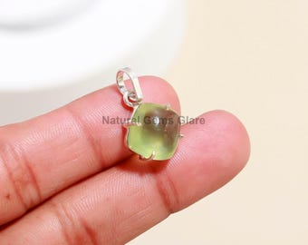 Natural Prehnite 925 silver Charm, Prehnite silver Charm, Handmade  Charm Pendant, Gift for her