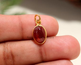 Natural Hessonite 14 k Gold Charm, Gold Charm Pendant, Natural Hessonite Gold Charm, Handmade Gold Charm Pendant, Gift for her