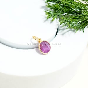 Certified Natural Burma Ruby Charm | 9k Yellow Gold  Ruby Pendant | Heated Burmese Gemstone Charm Dainty July Birthstone