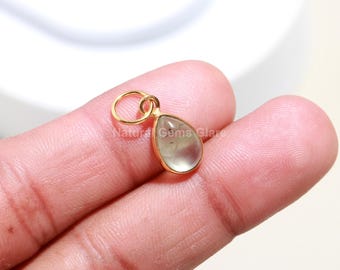Natural Prehnite 14 k Gold Charm, Gold Charm Pendant, Natural Prehnite Gold Charm, Handmade Gold Charm Pendant, Gift for her