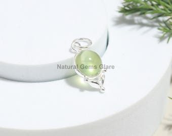 Natural Prehnite 925 Silver Charm, silver Charm Pendant, Natural Prehnite silver Charm, Handmade silver Charm Pendant, Gift for her