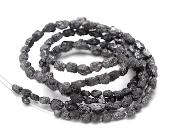 Natural Black Diamonds Uncut Rough Beads Raw Diamond Beads 3.5- 6 mm, Uncut long drill Gemstone Beads For Jewelry Making