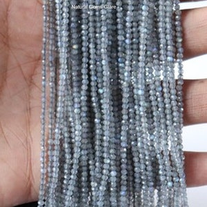 Labradorite Flashy Fire Gemstone Faceted Roundels Blue Fire beads for Making Jewelry Size3,  MM 13&quot; Inch