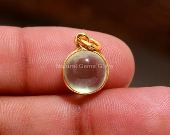 Natural Prehnite 14 k Gold Charm, Gold Charm Pendant, Natural Prehnite Gold Charm, Handmade Gold Charm Pendant, Gift for her