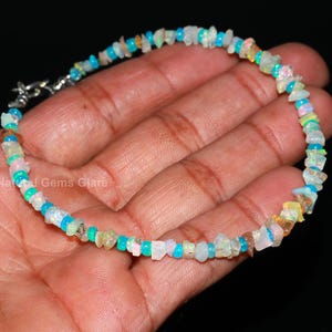 Perline di opale di fuoco arcobaleno, perline grezze di opale naturale al 100%, bracciale di opale grezzo con bracciale di opale Paraiba, gioielli di opale grezzo, regalo per lei