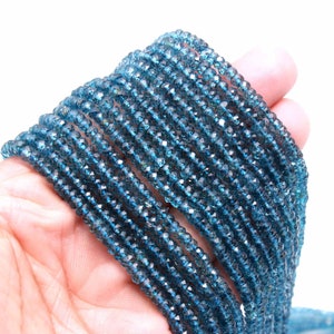 50 Strands London Blue Topaz- Faceted Rondelle Beads Strand-Blue Topaz Beads -Topaz Faceted Beads -4mm 5 mm Topaz Beads -Topaz Faceted