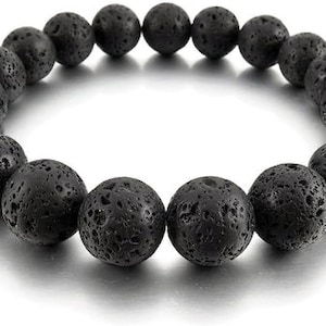 Natural Lava Beads Bracelet 8mm Black Volcanic Rock Lava Stone Bracelet, Unisex Bracelet, Custom Black Lava  8mm  Gift Bracelet