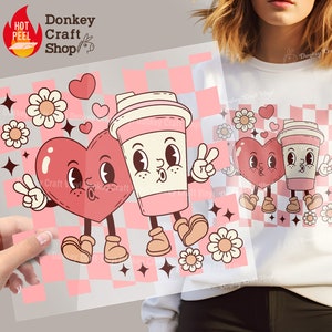 Retro Coffee Heart Valentine DTF Transfers, Ready to press, Ready For Press Heat Transfers DTF280