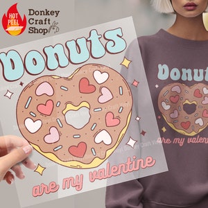 Retro Valentine Donut DTF Transfers, Ready to press, DTF Ready For Press Heat Transfers DTF230