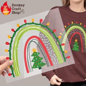 Kerstboom Rainbow DTF-transfers, klaar om te drukken, klaar voor pers-hittetransfers DTF06