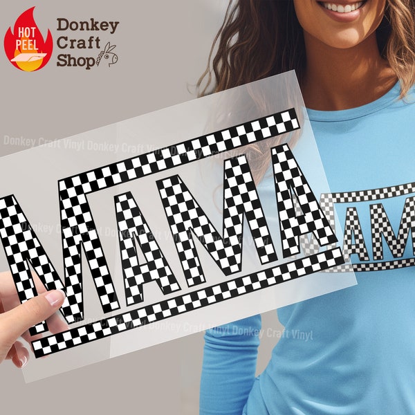 Checker Mama DTF Transfers, Ready to Press, T-shirt Transfers, Heat Transfer, Direct to Film, Checkered Mom DTF Transfers DTF332