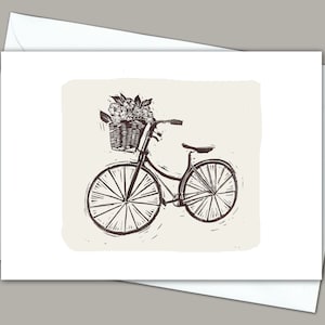 vélo vintage avec corbeille de fleurs.