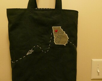 STATE to STATE - any state available, state bag, tote bag, bag, states, USA, paper airplane, long distance, friends, family