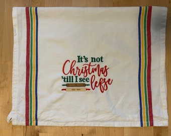 LEFSE KITCHEN TOWEL - kitchen towel, lefse towel, krumkake towel, lutefisk towel, christmas