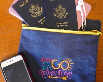 TRAVEL POUCH - travel pouch, handmade, embroidered, personalized, plane, seat back pocket