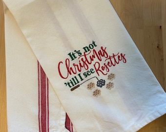 ROSETTES KITCHEN TOWEL - kitchen towel, lefse towel, krumkake towel, lutefisk towel, christmas, rosettes, norway, sweden