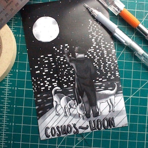 Cosmo&#39;s Moon Art Print 7&quot; x 5&quot;