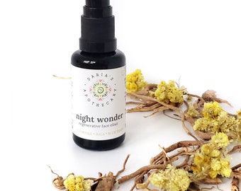 Ayurvedic Rejuvenating Face Elixir - Night Wonder Face Oil Serum - Biodynamic Anti-Aging Skin Care - Moisturizing Skin Corrector