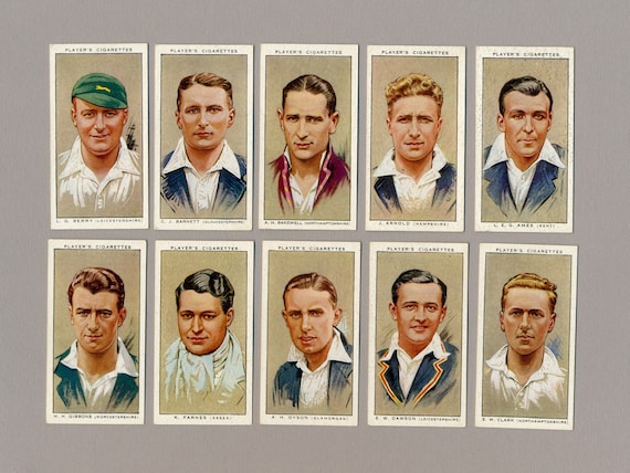 Cricketers, 1934 | Players Cigarettes | 50 Original Cards | Cricket  Cigarette Cards | 1930's Cricket