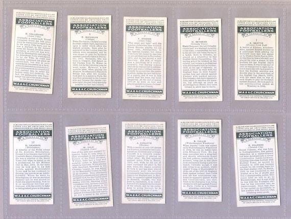 Association Footballers | 1938 Churchman's Cigarette Cards | 50 Original  Cards | 1930's Football Players